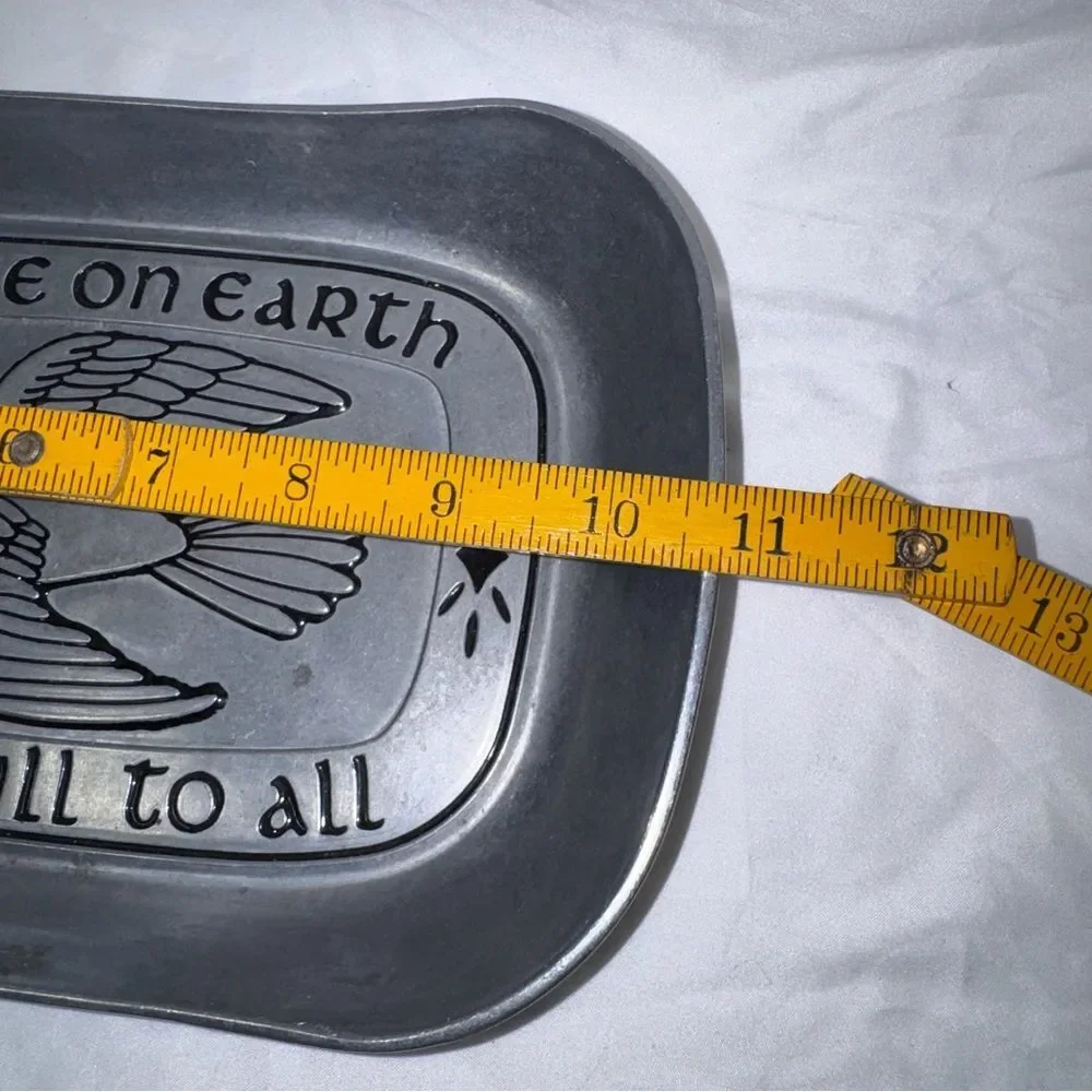 vintage Wilton Armetale pewter bread serving tray Peace on Earth Goodwill to All